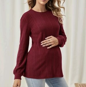 Adorable Red Shein Maternity Side Tie Sweater Size Medium